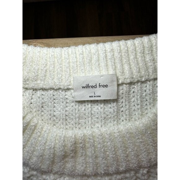 Wilfred NWT Aritzia Essential Chenille Sweater in Oak Cream Size Large Soft Knit - Picture 3 of 8